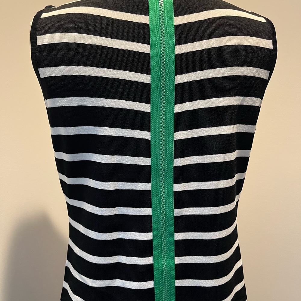 Black and White Striped Dress with Green contrast